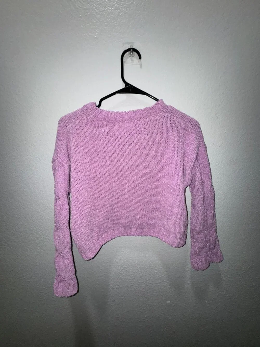 Justice Cropped Cable Knit Sweater with Sparkles